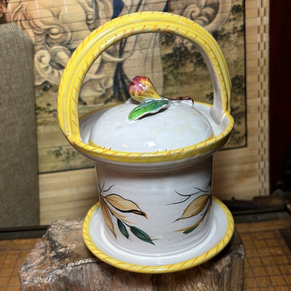Fratelli Fanciullacci Jar Italy Fig Finial Jam Jelly Hand-Painted Ceramic 7”x5” - Picture 6 of 16